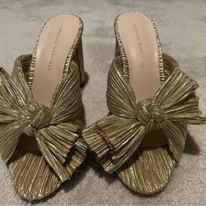 Loeffler Randall Penny Knot Mules, Gold, size 7